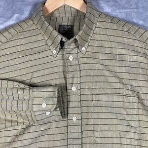 Gitman Bros Master Shirt Makers Men L Green Plaid Button Down Long Sleeve Casual